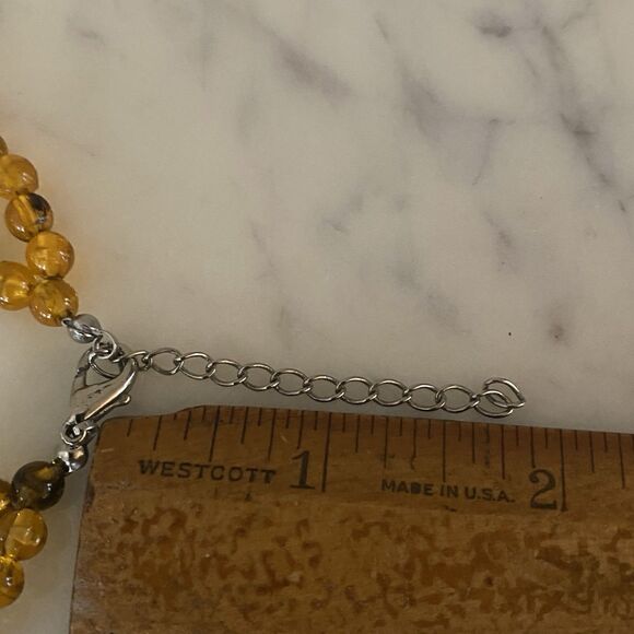 Vintage Tigers Eye Faux Necklace Chunky Statement Silver Tone Tortoise - Picture 5 of 7